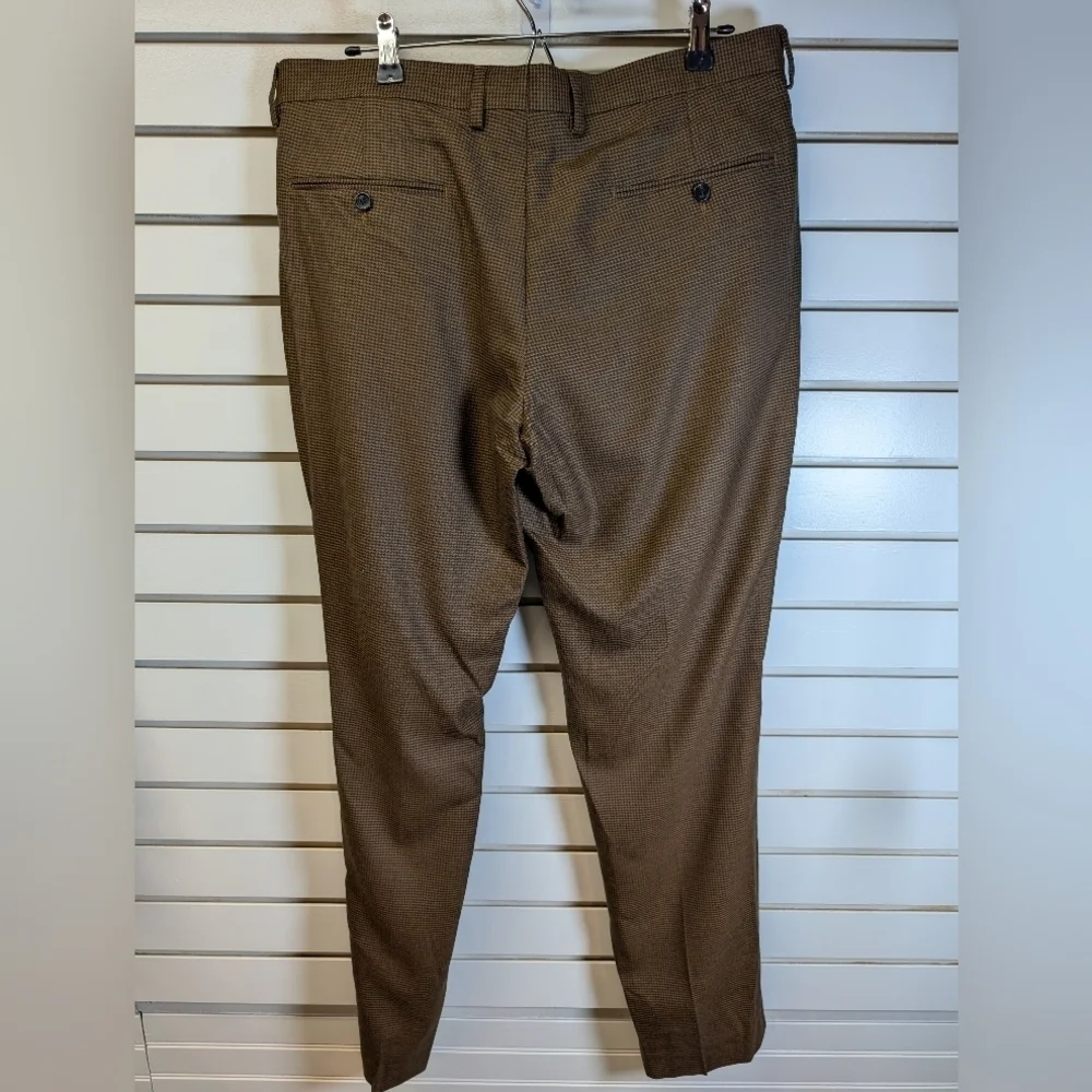 J.Crew Ludlow Slim Suit Pants Brown Houndstooth 35x32 NWT